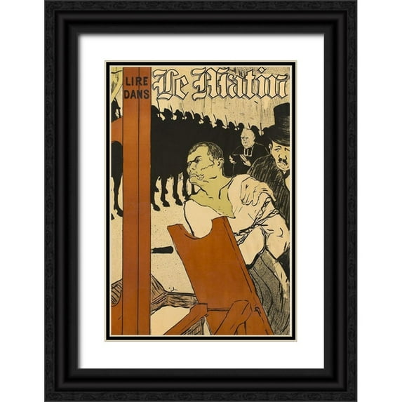 Toulouse-Lautrec, Henri de 23x32 Black Ornate Wood Framed with Double Matting Museum Art Print Titled - At the Foot of the Scaffold