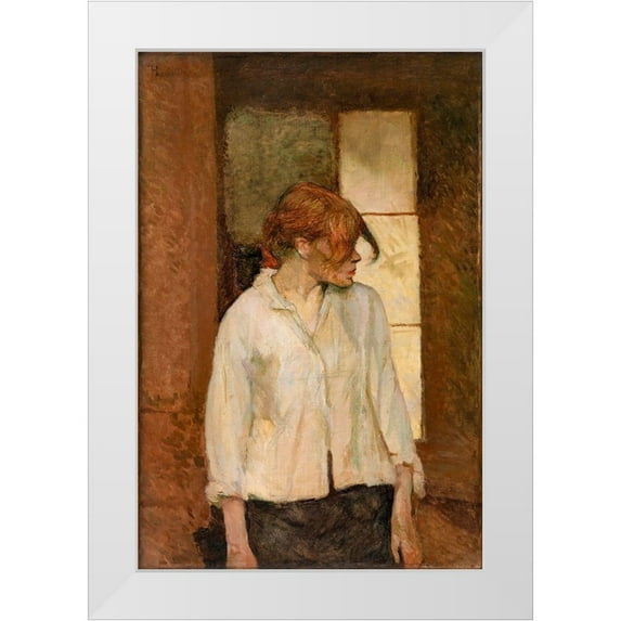 Toulouse-Lautrec, Henri de 23x32 White Modern Wood Framed Museum Art Print Titled - A Montrouge Rosa La Rouge