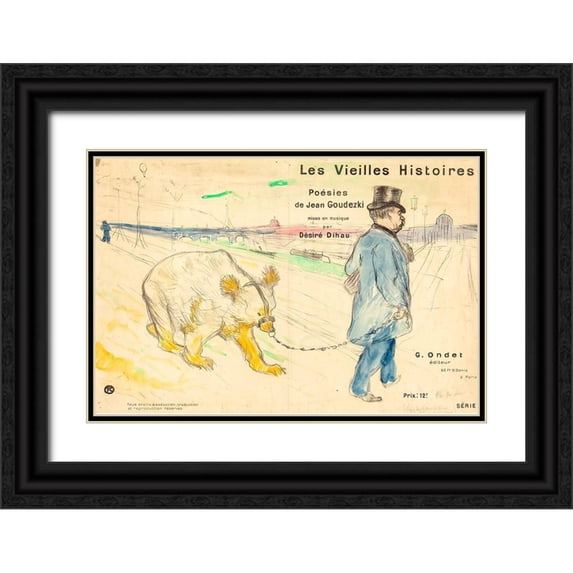 Toulouse-Lautrec, Henri de 24x17 Black Ornate Wood Framed with Double Matting Museum Art Print Titled - Les Vielles Histoires