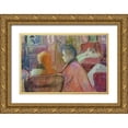 thumbnail image 1 of Toulouse-Lautrec, Henri de 24x17 Gold Ornate Wood Framed with Double Matting Museum Art Print Titled - In the Salon, 1 of 4