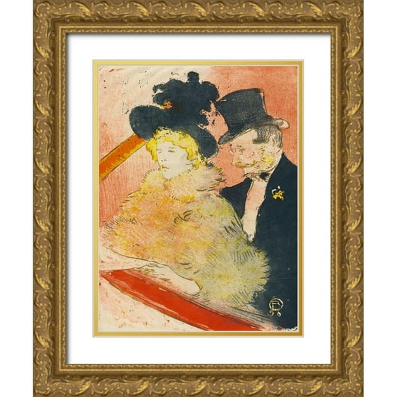 Toulouse-Lautrec, Henri de 25x32 Gold Ornate Wood Framed with Double Matting Museum Art Print Titled - At the Concert