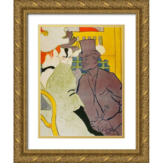 Toulouse-Lautrec, Henri de 25x32 Gold Ornate Wood Framed with Double Matting Museum Art Print Titled - The Englishman at the Moulin Rouge