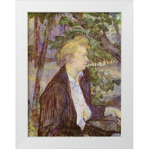 Toulouse-Lautrec, Henri de 25x32 White Modern Wood Framed Museum Art Print Titled - Woman in the Garden