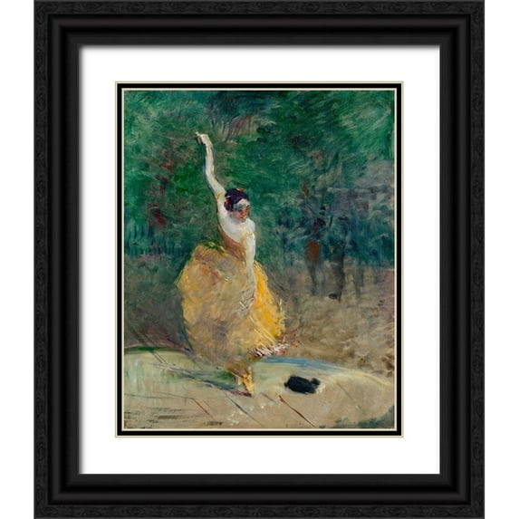 Toulouse-Lautrec, Henri de 26x32 Black Ornate Wood Framed with Double Matting Museum Art Print Titled - Spanish Dancer