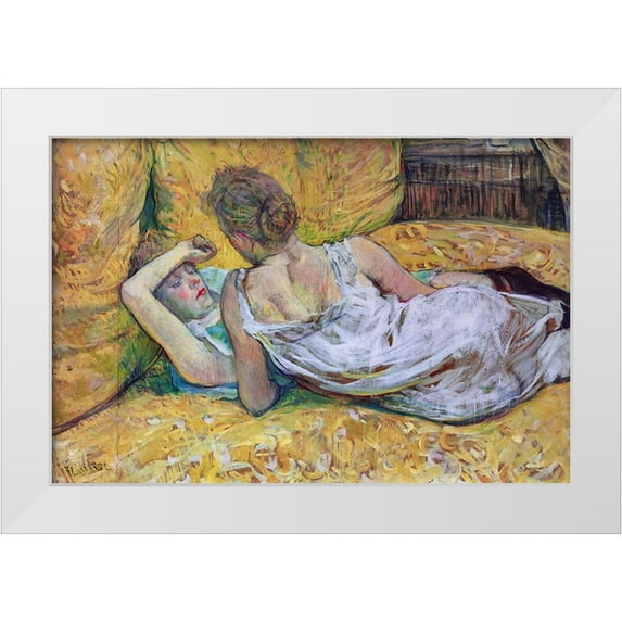 Toulouse-Lautrec, Henri de 32x23 White Modern Wood Framed Museum Art Print Titled - Les Deux Amies