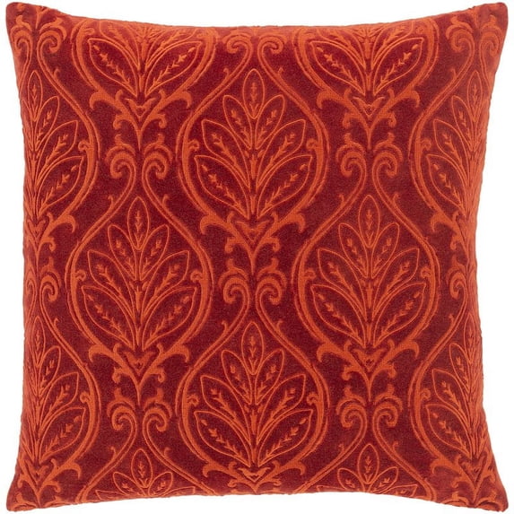 Toulouse TUE-002 18"H x 18"W Square Pillow Cover in Burnt Orange and Dark Brown