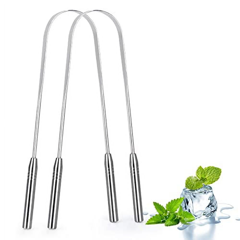 Tounge Scraper Cleaner, 2Pack Stainless Steel Tongue Scarper Silver