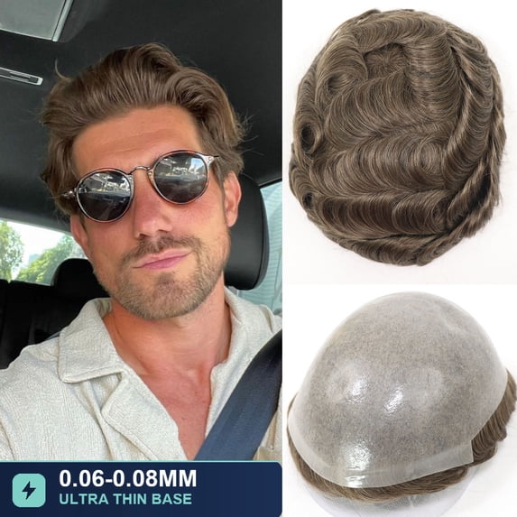 Toupee For Men Human Hair Hairpiece Ultra Thin Skin V-loop Hair ...