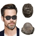 thumbnail image 1 of Toupee For Men Human Hair Replacement Systems Full French Lace Hair Systems Lace Toupee Hairpieces Bleached Knots Male All Lace Men Hair Units 8X10"-100% Density#340 Dark Brown With 40% Gray, 1 of 7