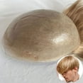 thumbnail image 1 of Toupee for Men 100% European Human Hair Swiss Lace Front Natural Hairline Hair Pieces 0.08mm Thin Skin PU V-looped Men's Hair Replacement System 8x10 Inches #22 Light Ash Blonde Color, 1 of 5