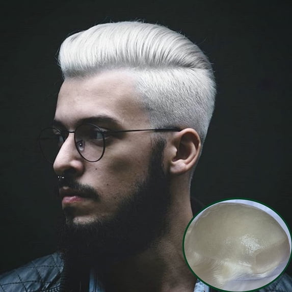 Toupee for Men 100 European Human Hair Swiss Lace Front Natural Hairline Hair Pieces 0.08mm Thin Skin PU V-looped Men's Hair Replacement System 8x10 Inches , Grey