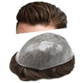 thumbnail image 1 of Toupee for Men Hairpiece Replacement System Male Prosthesis Full Poly Thin Soft Human Hair Piece 8X10 Injected PU Durable Skin Mens Wig #1B off Black, 1 of 7