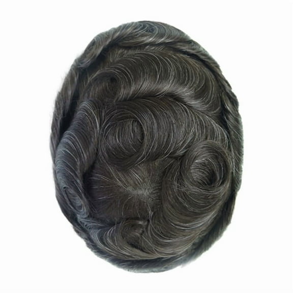 Toupee for Men NLW Human Hair Pieces for Men silk straight hair replacemnt system in 10x8" PU Thin Skin 0.04mm hair prosthesis units patch for man Dark Brown color