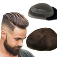 thumbnail image 1 of Toupee for Men NLW men hair pieces Mens Toupee Human Hair Replacement System 100% European Real Human Hair Men Lace Hair System Fine French Lace with PU Around (#2 Dark Brown, 8x10"), 1 of 5