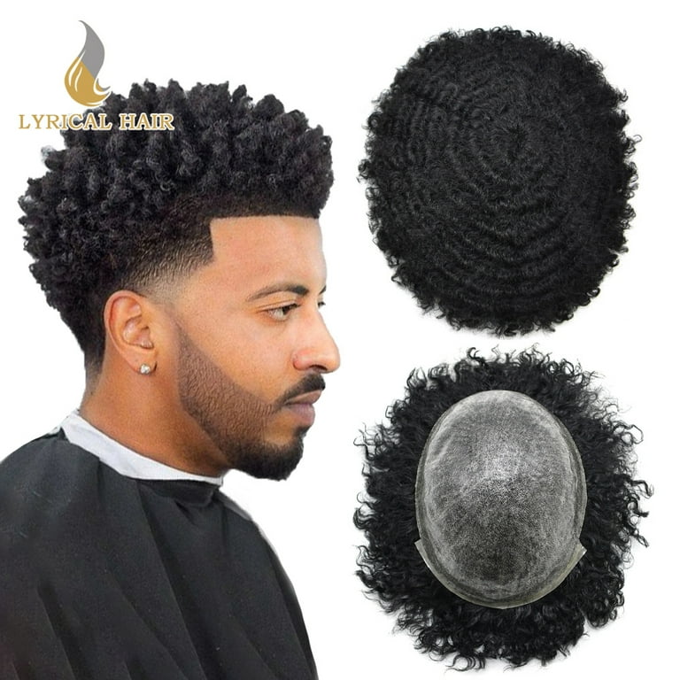 Toupee for Men Brazilian Human Hair Replacement System Curly Wave