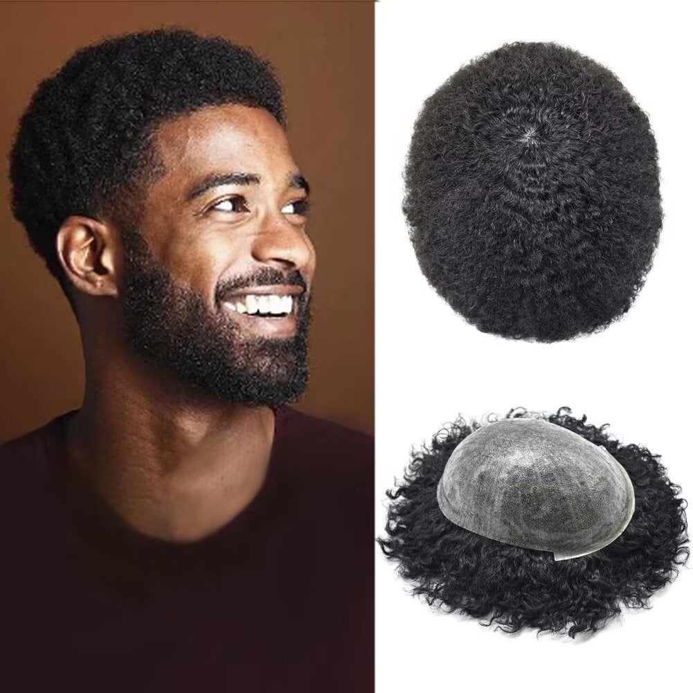 Toupee for Men Brazilian Human Hair Replacement System Curly Wave Hair