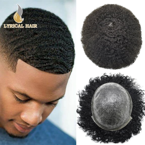 Toupee for Men Brazilian Human Hair Replacement System Curly Wave Hair Units for Man Thin PU Men's Toupee Male Hair Prosthesis