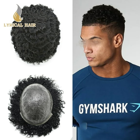 Toupee for Men Brazilian Human Hair Replacement System Wave Hair Units for Man Thin Skin Men's Toupee Male Hair Prosthesis