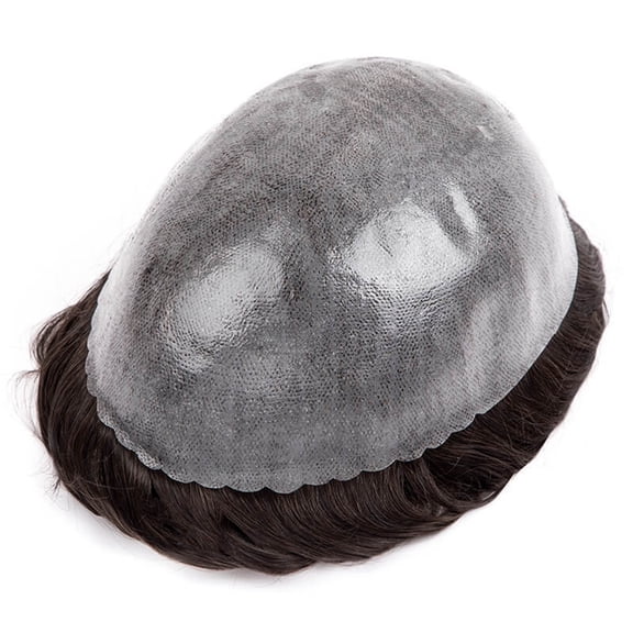 Toupee for Men Brown Indian Human Hair Pieces 0.1-0.12mm Thin Skin Base Male Hair Prosthesis