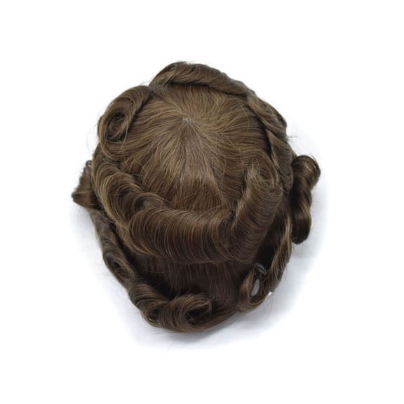 Toupee for Men Double knotted  Natural Hairline Human Hair System Unit 4#