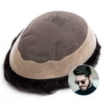 thumbnail image 1 of Toupee for Men Mono Top with Poly Coating Around Human Hair Mens Hair Prosthesis, 1 of 7