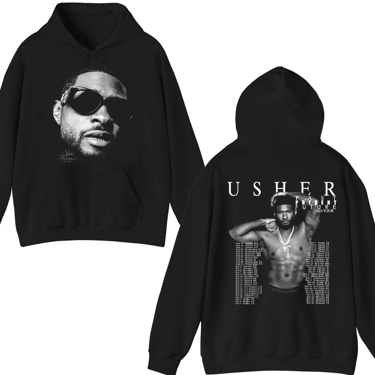 Tour 2024 Usher Past Present Future Hoodie, Usher Concert 2024 Hoodie