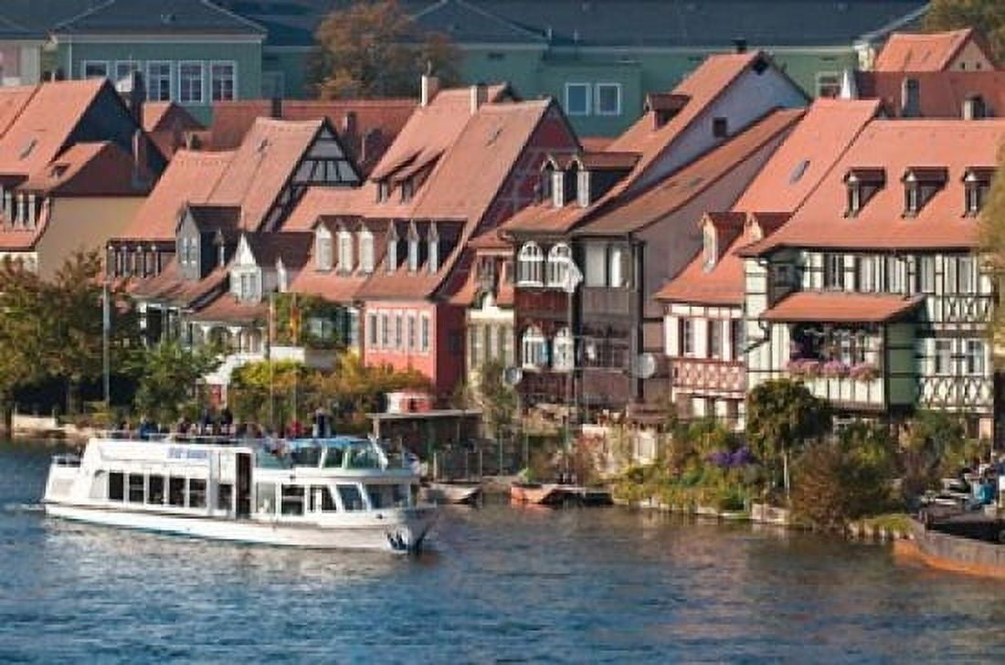 Tour Boat in Little Venice Canvas Art - Michael DeFreitas DanitaDelimont (22 x 15)