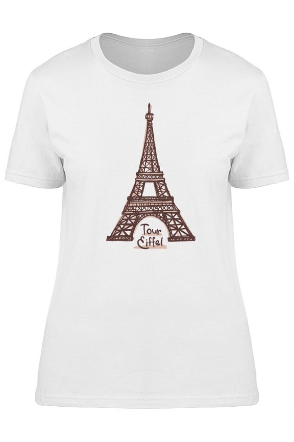 Tour Eiffel Brown Ink T-Shirt Women -Image by Shutterstock, Female Small