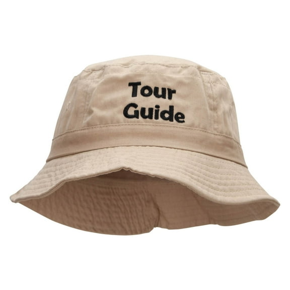 Tour Guide Embroidered Bucket Hat - Natural OSFM