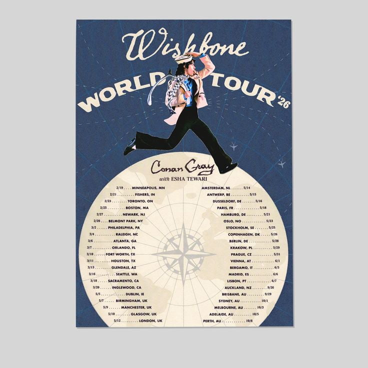 Tour Poster- Conan Gray WISHBONE WORLD TOUR Poster, One Sheet Wall