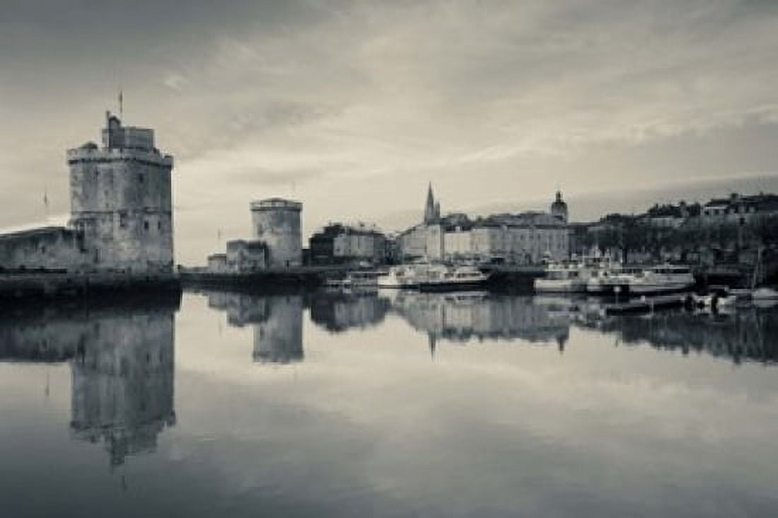 Tour St-Nicholas and Tour de la Chaine towers at dawn Old Port La Rochelle Charente-Maritime Poitou-Charentes France Canvas Art - Panoramic Images (36 x 24)