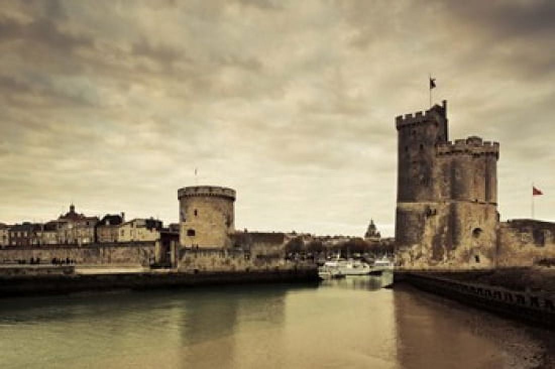 Tour de la Chaine and Tour St-Nicholas towers Old Port La Rochelle Charente-Maritime Poitou-Charentes France Canvas Art - Panoramic Images (36 x 24)