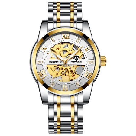 Tourbillon Automatic Mechanical Luminous Waterproof Skeleton Watch Silver Stainless Band Graduation Gift for Him, Best Gift for Husband, Boy Friend, Son
