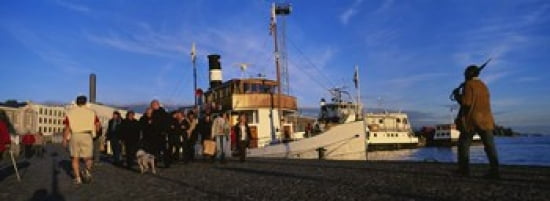 Tourboat Moored At A Dock Helsinki Finland Canvas Art - Panoramic Images (36 x 13)