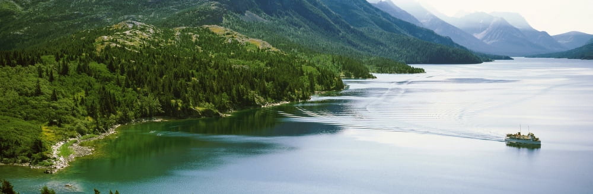 Tourboat in a lake Waterton Lake Alberta Canada Canvas Art - Panoramic Images (27 x 9)