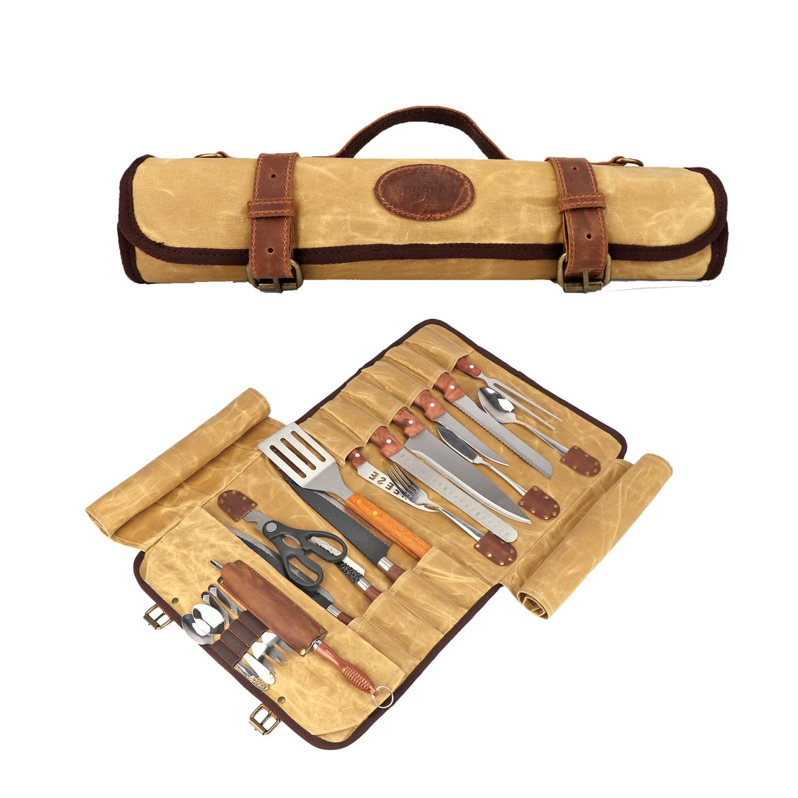 Tourbon Folding Tool Roll Heavy Duty Knife Roll Storage Bag (12