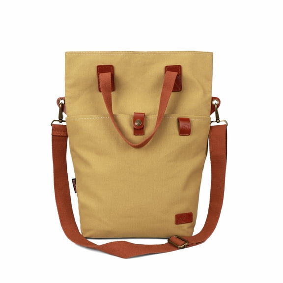 Tourbon Khaki Canvas Bike Pannier Tote Bag, Water-Resistant Rear Rack Shoulder Messenger Pack, 1 PC