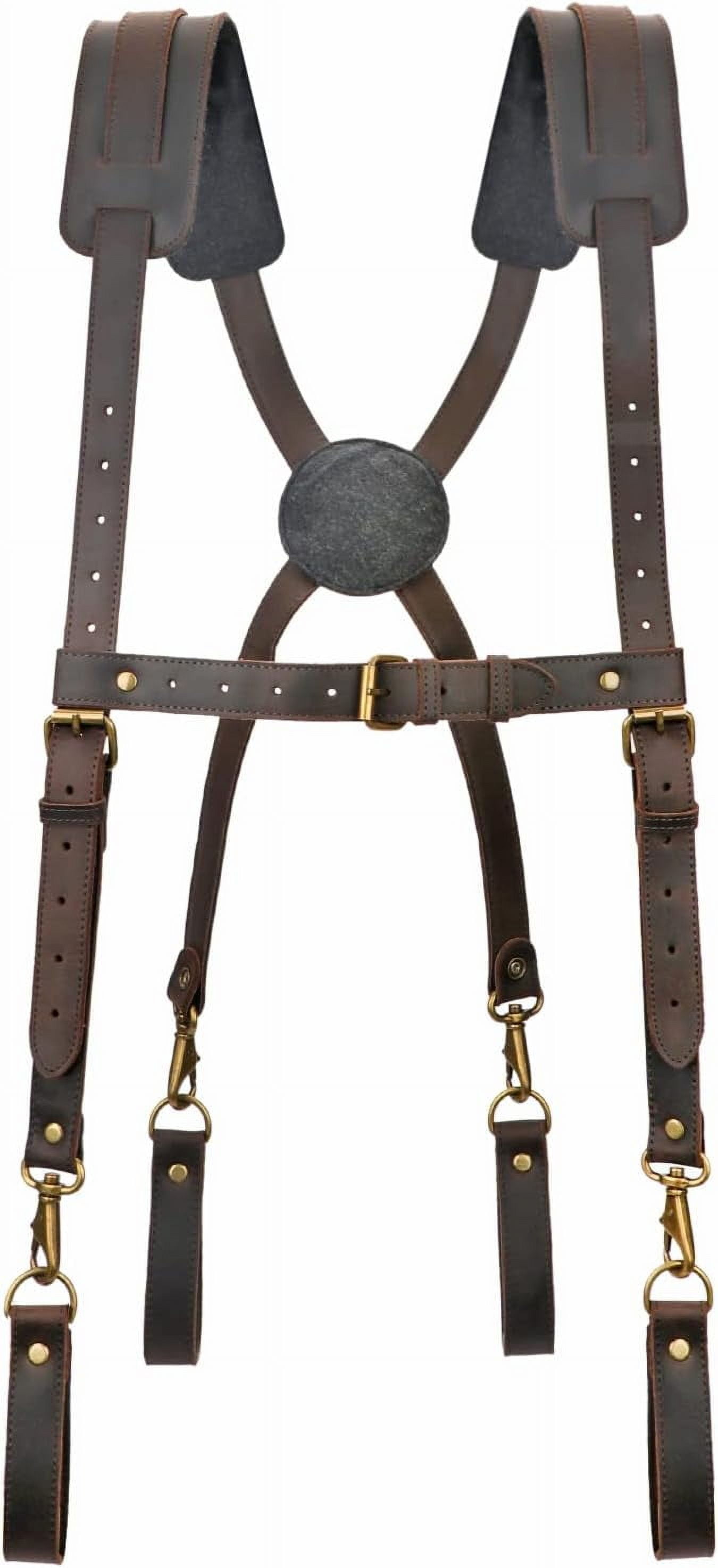 Tourbon Leather Tool Belt Suspenders, Adjustable Hooks, Heavy Duty Carpenter Workshop Accessory - View #12