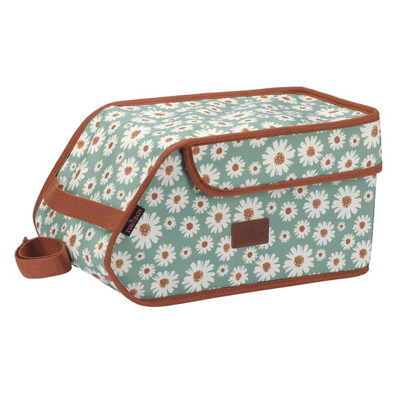 Tourbon Vintage Floral Waterproof Canvas Bike Rear Rack Bag, Insulated Cooler Trunk Box for Commutes, Picnics, MTB/Road/E-Bikes