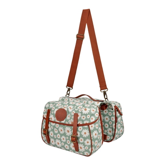 Tourbon Waterproof Bicycle Pannier Bag, Water-Resistant Canvas & Leather Rear Rack Trunk Pack with Removable Shoulder Strap for Women-1 Count