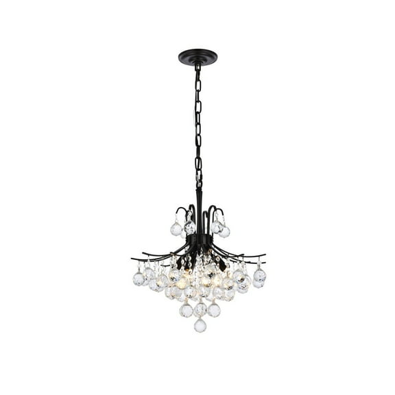 Elegant Lighting Toureg 16" Metal and Crystal Pendant in Black