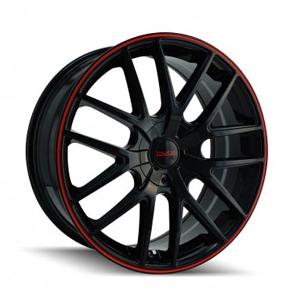 Touren 5-110 - 5-115 PCD Tr60 Black & Red Ring Wheel