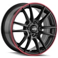thumbnail image 1 of Touren TR77 17x7 5x100/5x114.3 +40mm Black/Red Wheel Rim, 1 of 2