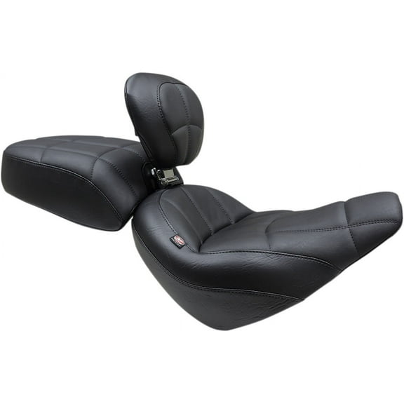 Touring Solo Seat with Driver Backrest (Black/Cube) Compatible with 18-20 Harley FXBB