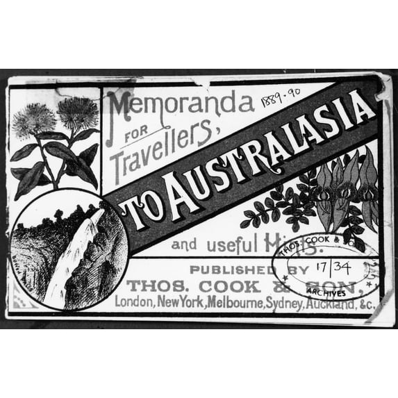 Tourism Australasia 1889. Nfront Page Of 'Memoranda For Travellers To Australasia' Published By Thomas Cook & Son