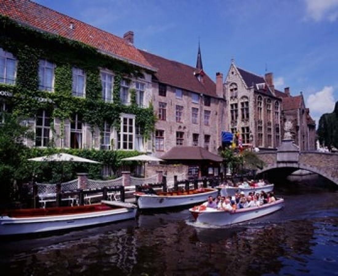 Tourist Boats Bruges Belgium Canvas Art - Paul Thompson DanitaDelimont (20 x 16)