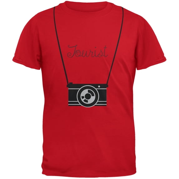 Tourist Hanging Camera Red Adult T-Shirt - Medium