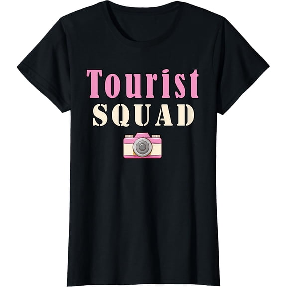 Tourist Squad Camera Girl Souvenir Vacation Travel Retro T-Shirt