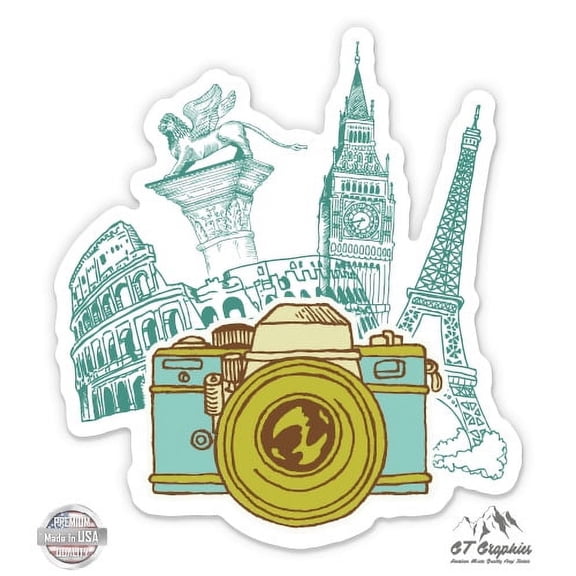 Tourist Travel Famous Desitinations - 5" Vinyl Sticker - For Car Laptop I-Pad - Waterproof Decal