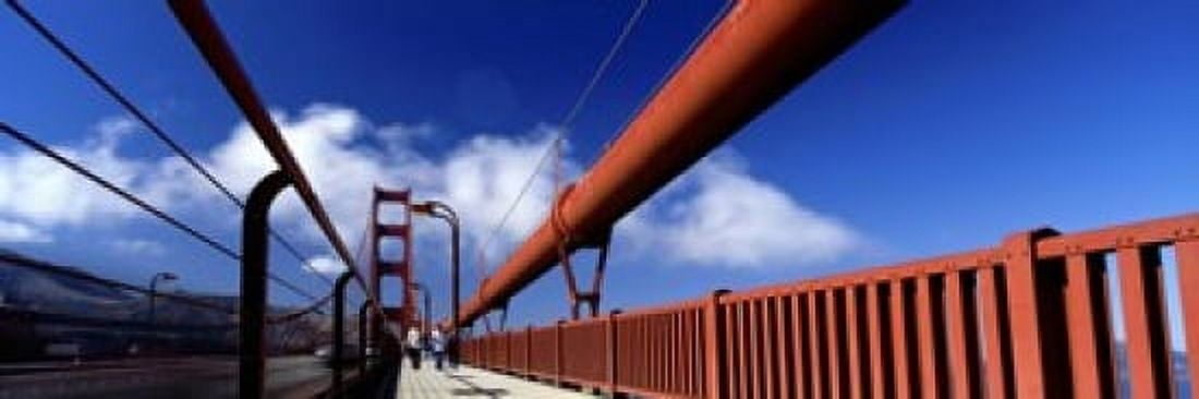Tourist Walking On A Bridge Golden Gate Bridge San Francisco California USA Canvas Art - Panoramic Images (18 x 6)